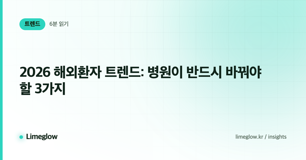 2026 해외환자 트렌드: 병원이 반드시 바꿔야 할 3가지